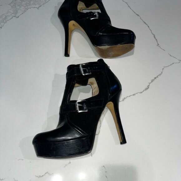 Michael Kors Sophia Flannel/Patent Platform Bootie 9.5 Black - Picture 4 of 7